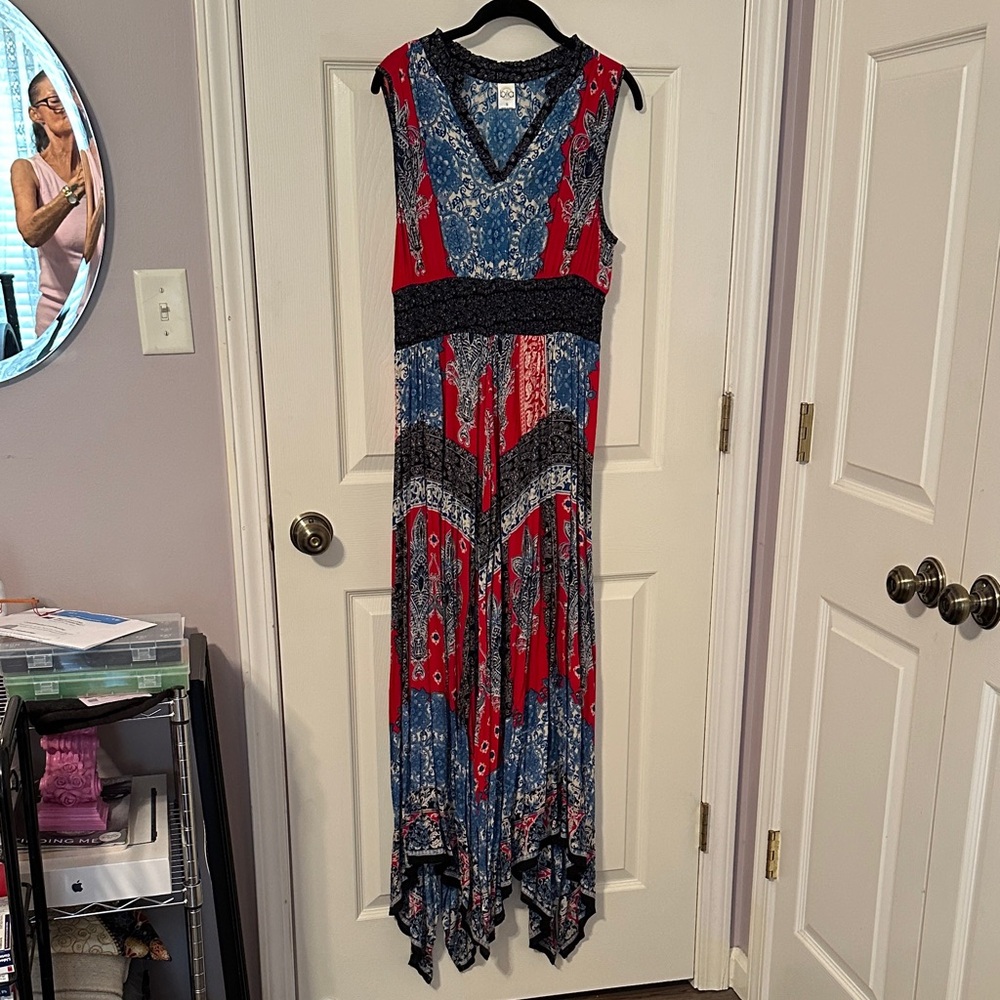 Bila Asymmetrical Dress in Red and Blue